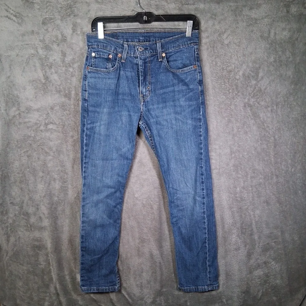 Levis 502 Mens‎ 30x30 Taper Fit Stretchable Dark Blue To The Falls Casual Denim